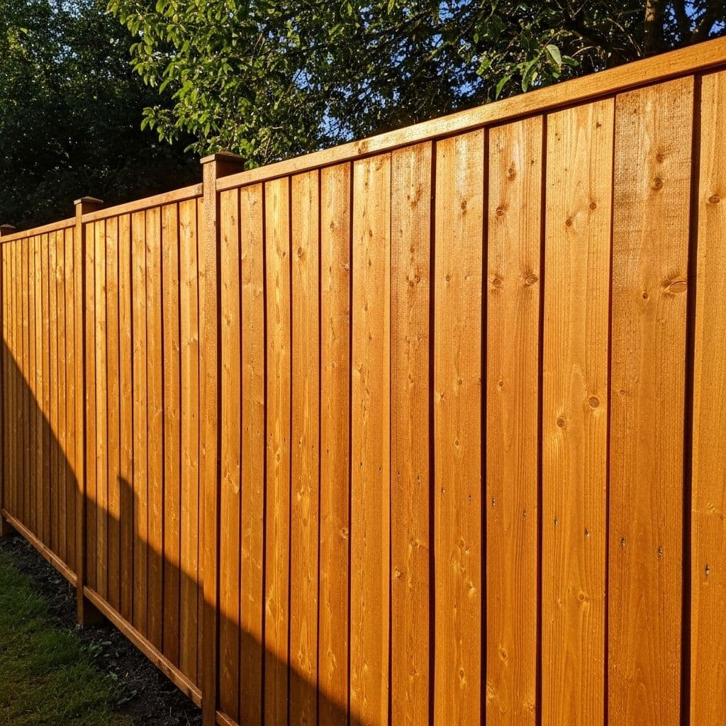 Freshly stained privacy fence in Waterloo, Ontario